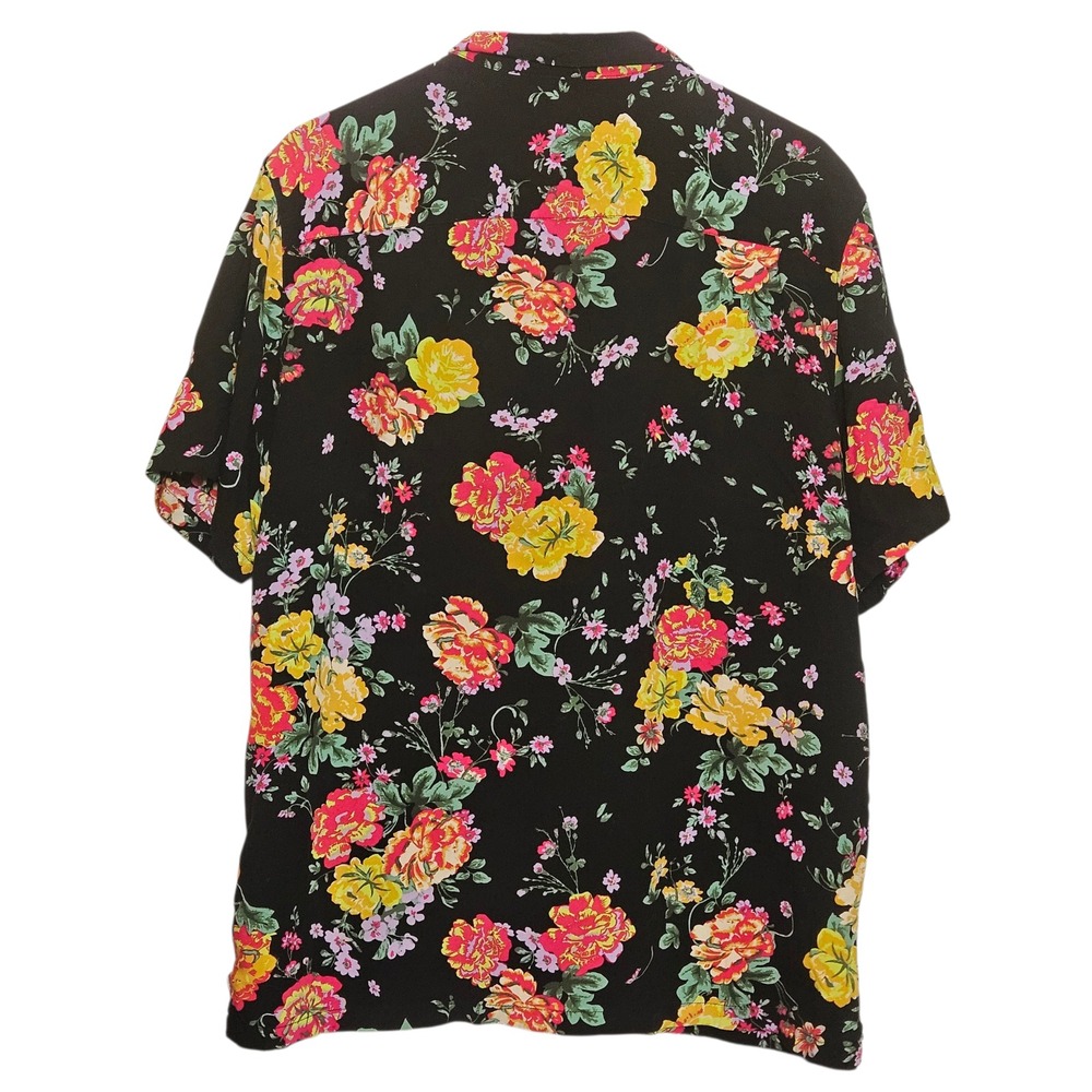 Urban Outfitters Hawaiian XL Tropical Multi Colored Floral on Black Rayon Shirt - Picture 3 of 6